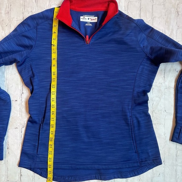 EUC Women’s Medium Majestic Fan Fashion MLB LS Fitted Pullover 1/4 Zip Jacket - Picture 6 of 7